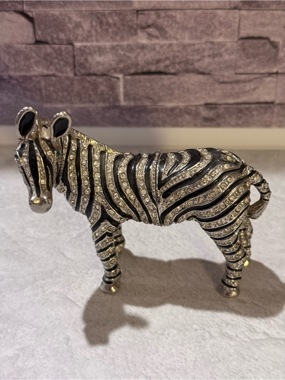 Sparkling Zebra Accent Figurine - Silver & Black